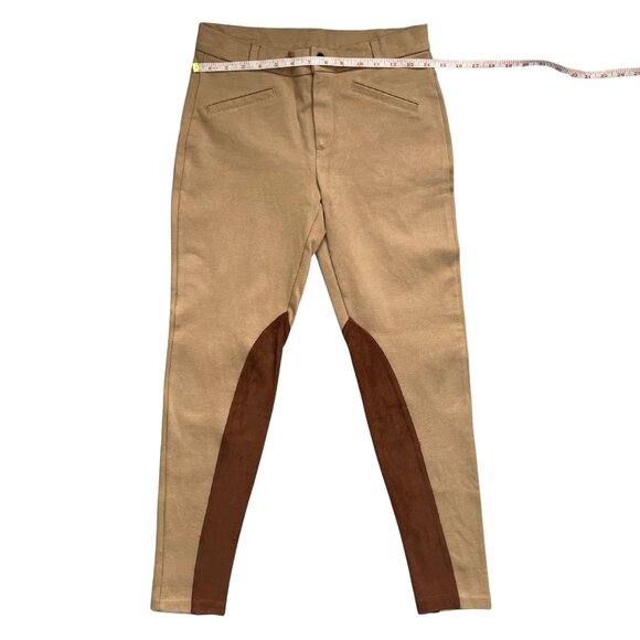 Zara Equestrian Riding Pants Brown Patch Quiet Luxury Preppy Chic Size Medium - Picture 4 of 14